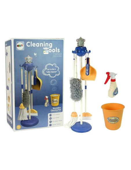 Set de curatenie pentru copii, din plastic cu 7 accesorii, LeanToys, 9414
