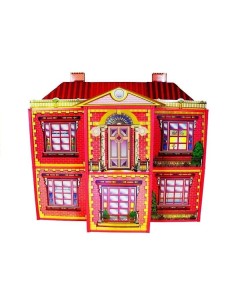 Jucarie casuta de papusi, pentru fetite, vila cu etaj si mobilier, LeanToys, 479 2