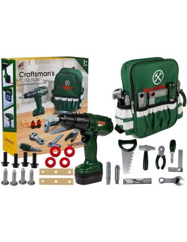 Set scule de joaca pentru copii, cu rucsac verde special, LeanToys, 4848