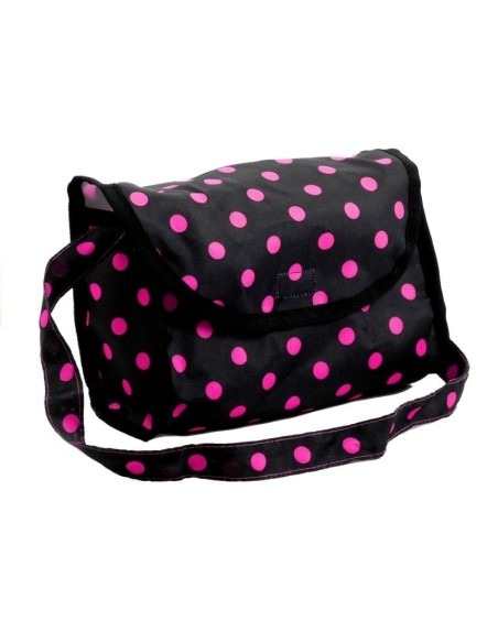 Carucior pentru papusi, negru cu buline roz, LeanToys, 5245