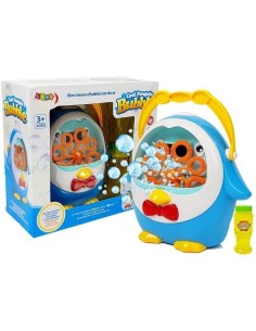 Masina mare de facut baloane de sapun, bule pentru copii, in forma de pinguin albastru, LeanToys, 8259