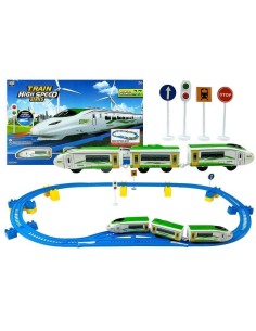 Set circuit tren cu baterii, pentru copii, LeanToys, 5151, 257 cm