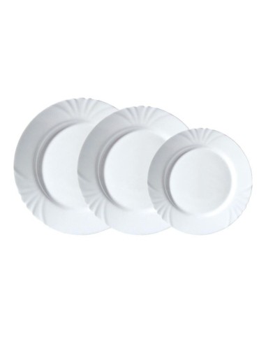 Set serviciu de masa alb, pentru 6 persoane, Luminarc Cadix, 19 piese, 18 farfurii diverse marimi si bol salata