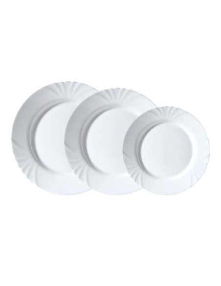 Set serviciu de masa alb, pentru 6 persoane, Luminarc Cadix, 19 piese, 18 farfurii diverse marimi si bol salata