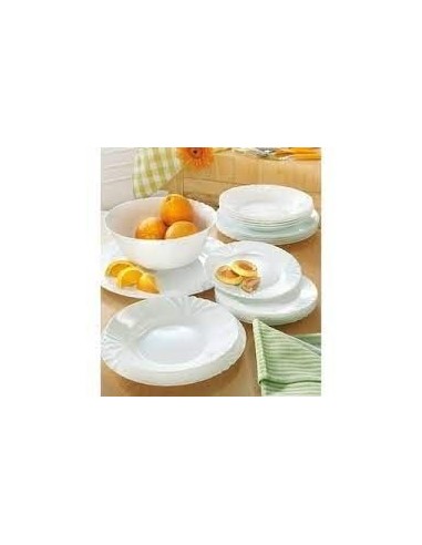 Set serviciu de masa alb, pentru 6 persoane, Luminarc Cadix, 19 piese, 18 farfurii diverse marimi si bol salata