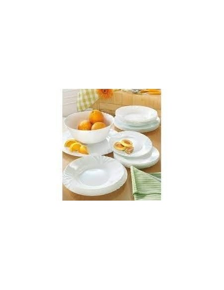 Set serviciu de masa alb, pentru 6 persoane, Luminarc Cadix, 19 piese, 18 farfurii diverse marimi si bol salata