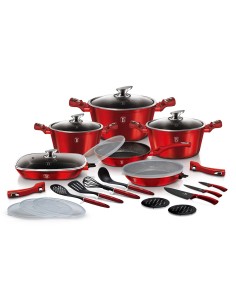 Set oale, cratite, tigai marmorate si ustensile bucatarie, 24 piese, METALLIC LINE Burgundy Edition, Berlinger Haus, BH 7184 2