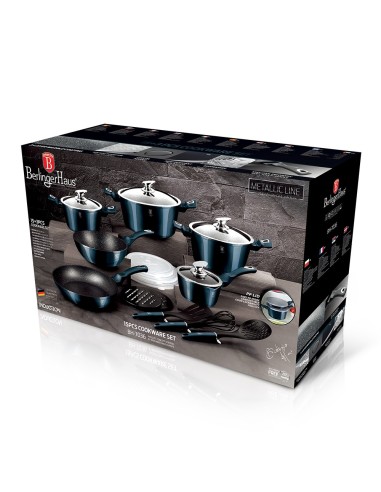 Set oale, cratite si tigai marmorate, 18 piese, din aluminiu forjat, METALLIC LINE Aquamarine Edition, Berlinger Haus, BH 7036