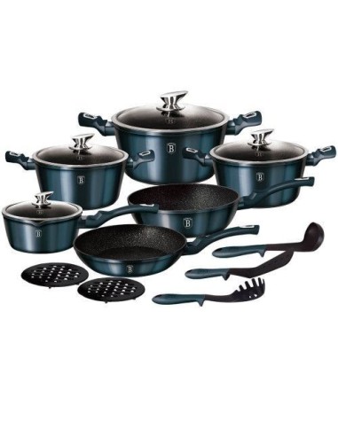 Set oale, cratite si tigai marmorate, 18 piese, din aluminiu forjat, METALLIC LINE Aquamarine Edition, Berlinger Haus, BH 7036