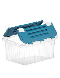 Cutie depozitare 18 L, cu capac incorporat, din plastic TRANSPARENTA