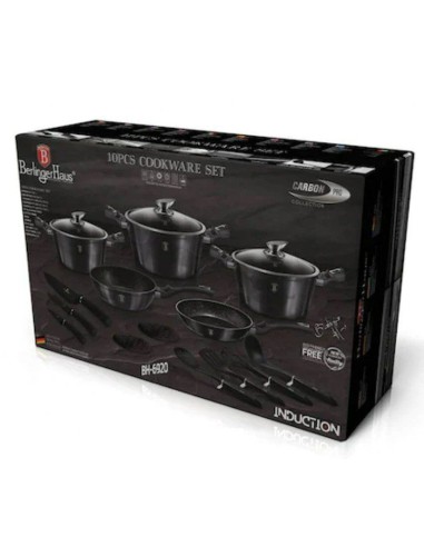 Set oale, cratite si tigai marmorate, 17 piese, din aluminiu forjat, Metallic Line Carbon Pro Edition, Berlinger Haus, BH 6920