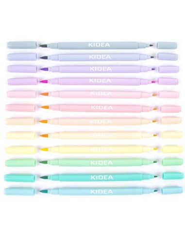 Set de 12 carioci cu 2 capete, Kidea, multicolore