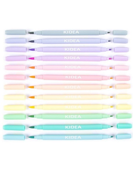 Set de 12 carioci cu 2 capete, Kidea, multicolore