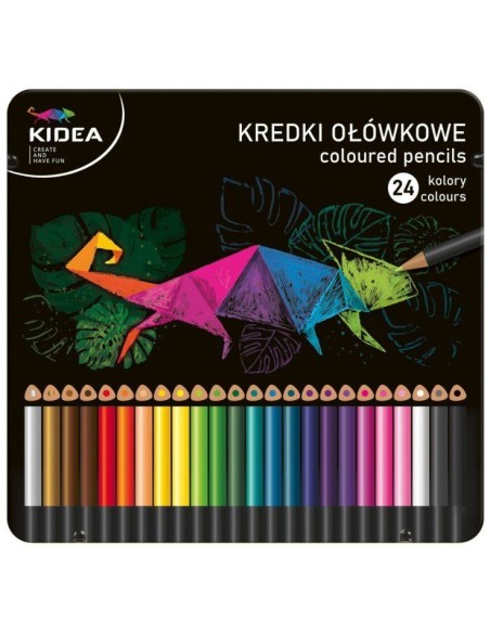Set 24 creioane triunghiulare frumoase pentru copii, Kidea, multicolore
