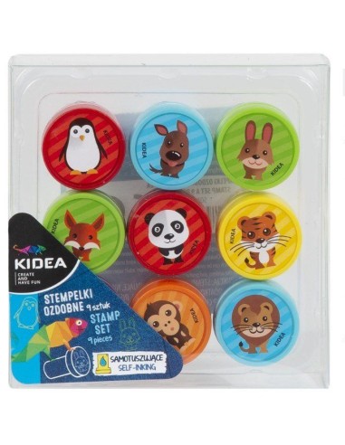 Set 9 stampile de jucarie pentru copii, cu animalute, din plastic multicolor