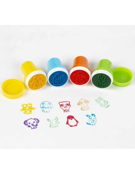 Set 9 stampile de jucarie pentru copii, cu animalute, din plastic multicolor