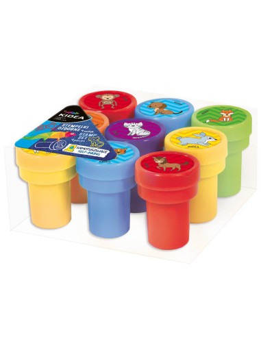 Set 9 stampile de jucarie pentru copii, cu diverse animalute, din plastic multicolor