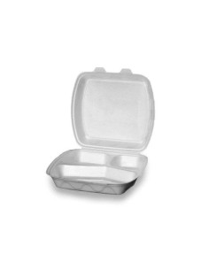 Set 100 caserole polistiren 3 compartiment, 24 x 21 x 7 cm