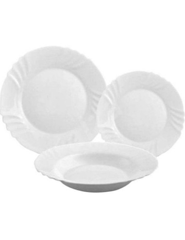 Set serviciu de masa alb, pentru 6 persoane, Bormioli Ebro, 19 piese, 18 farfurii
