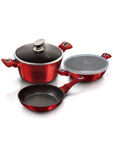 Set oale marmorate, 5 piese, Burgundy Metalic Line, Berlinger Haus, BH 6780