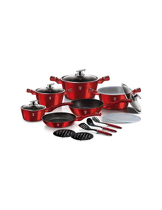 Set oale si tigai marmorate, 18 piese, din aluminiu forjat, Burgundy Line Berlinger Haus, BH7035 2