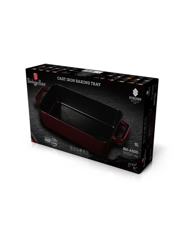 Tava pentru cuptor din fonta emailata, 30 cm, Burgundy Metallic Line, Berlinger Haus BH 6500
