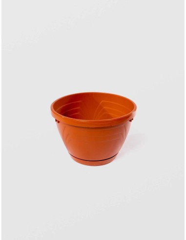 Ghiveci Lux cu Tava, STERK, 16.5X11.5 cm, Plastic Maro