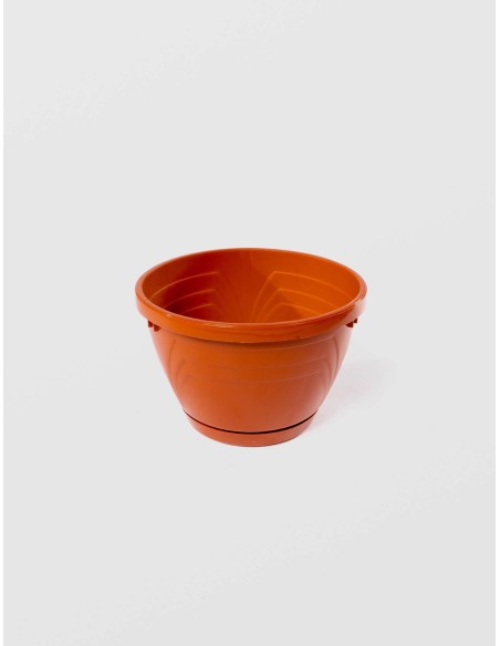 Ghiveci Lux cu Tava, STERK, 16.5X11.5 cm, Plastic Maro