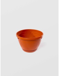 Ghiveci Lux cu Tava, STERK, 21.5X14.5 cm, Plastic Maro