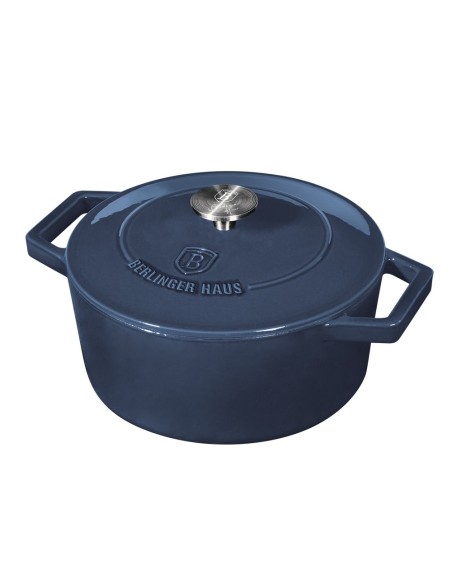 Cratita cu capac, 20 cm, din fonta emailata, aquamarine, Berlinger Haus, BH 6521