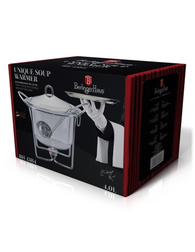 Vas termorezistent de supa, 4 litri, suport cromat, capac inox, Berlinger Haus, BH 1384