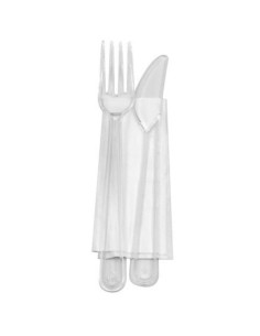 Set de 100 tacamuri reutilizabile, furculita, cutit si servetel