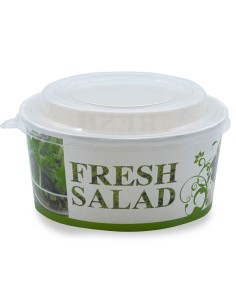 Set 50 Boluri pentru salata din carton, cu capac, Capacitate 1100 ML, Model Fresh, meniu fast food la pachet