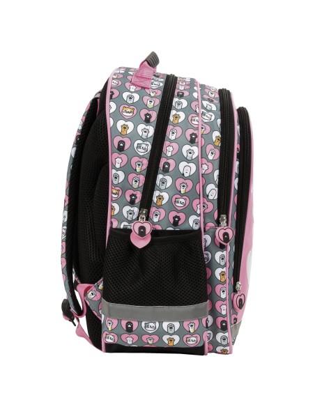 Ghiozdan ergonomic de fetite pentru scoala, Derform, 3 compartimente, model roz pisicute PL15BCF39