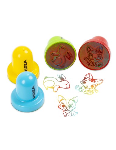 Set 4 stampile mari, cu animalute, tampon de cerneala inclus, Kidea SZDPTKA