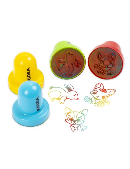 Set 4 stampile mari, cu animalute, tampon de cerneala inclus, Kidea SZDPTKA