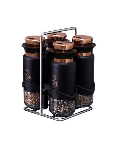 Set recipiente pentru condimente, 5 piese, Black Rose Lux, Berlinger Haus, BH 1999