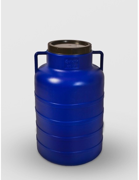 Bidon 60 litri inalt, cu capac prin infiletare si manere, Sterk, Plastic Albastru
