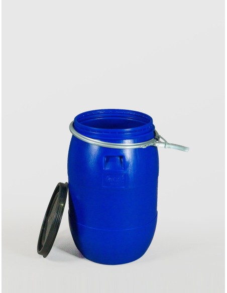 Bidon 220 litri, cu cerc metalic, Sterk, Plastic Albastru