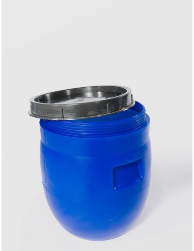 Bidon 23 litri, gura mare, cu capac prin infiletare, Sterk, Plastic Albastru
