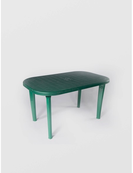 Masa fixa pentru gradina STERK din plastic, ovala, verde, 6 persoane, 140 x 70 x 70 cm