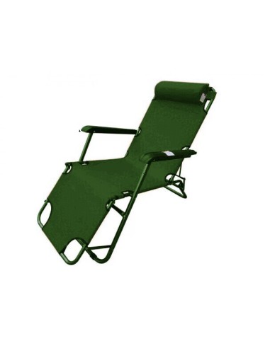 Sezlong-Scaun camping panza, H015, 110 KG, structura metalica, verde