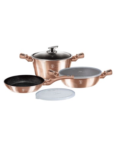 Set de oale si tigai, Metallic Line Rose Gold Collection, 6 piese, BH/7047