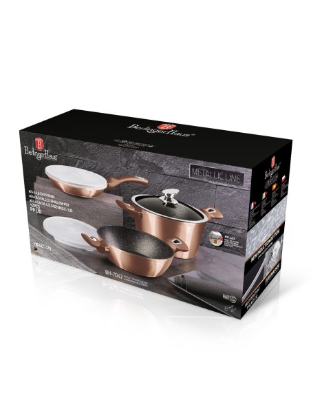 Set de oale si tigai, Metallic Line Rose Gold Collection, 6 piese, BH/7047