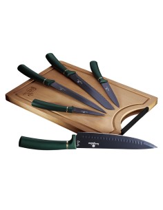 Set de 6 cutite din otel inoxidabil, Emerald Collection, Verde, BH/2551