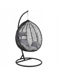 Leagan tip cuib, fotoliu suspendat, maxim 130 kg, cocoon negru si perne gri, JollyMag, KR23