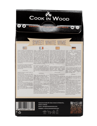 Bucati de lemn pentru afumare din lemn de stejar, infuzat cu aroma de sweet white wine, chunk-uri 1200 grame