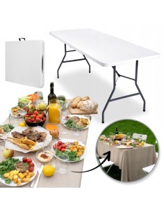 Masa pliabila alba, pentru gradina, camping sau pescuit, tip valiza, JollyMag, SC02, 70x180 cm