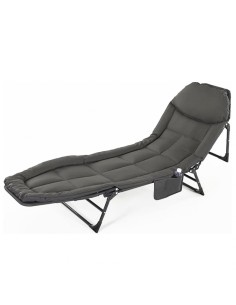 Pat de camping pliabil, tip sezlong de gradina, cu buzunar, JollyMag, AR06SZ, 200x64 cm