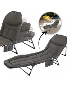 Pat de camping pliabil, tip sezlong de gradina, cu buzunar, JollyMag, AR06SZ, 200x64 cm 2